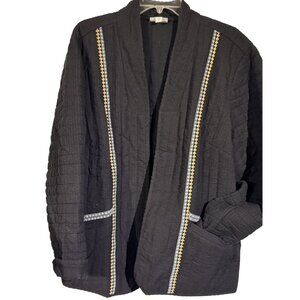 Pure Jill Elements Black Quilted Kimono Jacket 2X Cotton & Polyester Made In Ind